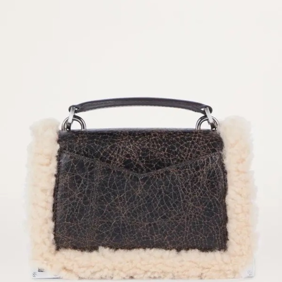 NWT | The Kooples | Leather Shearling-Trim Emily Cross-Body Bag - Picture 2 of 10